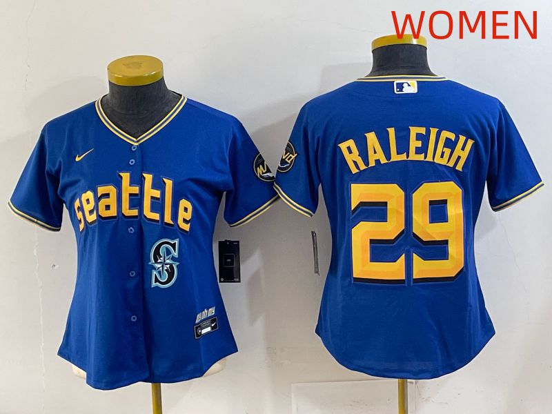 Women 2025 Seattle Mariners #29 Raleigh Blue City Edition Nike MLB Jersey style 11